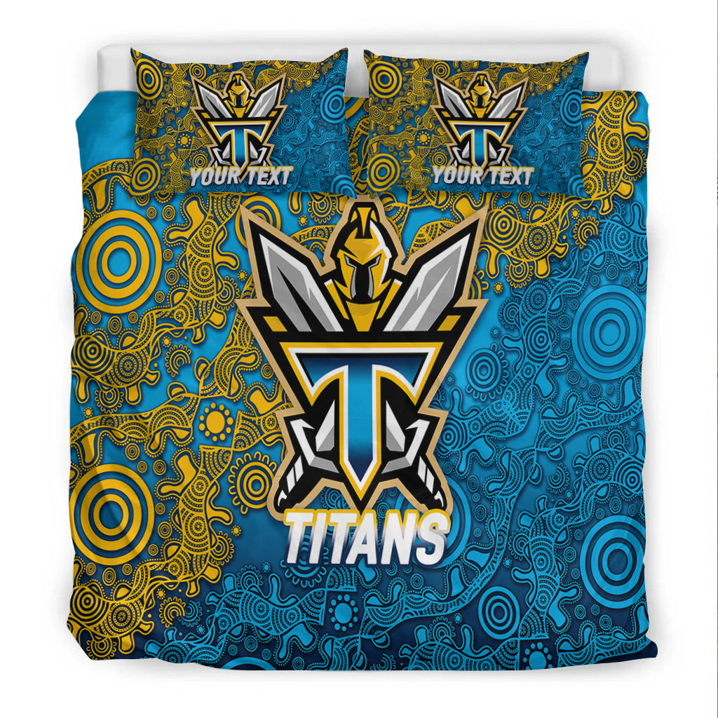 (Custom Personalised) Titans Rugby 2022 Aboriginal Art Bedding Set - - Vibe Hoodie Shop