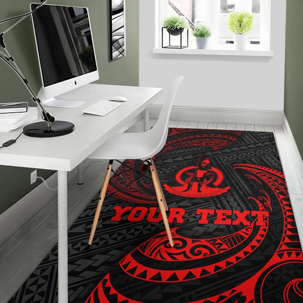 Vanuatu Polynesian Custom Personalised Area Rug - Red Tribal Wave - Vibe Hoodie Shop