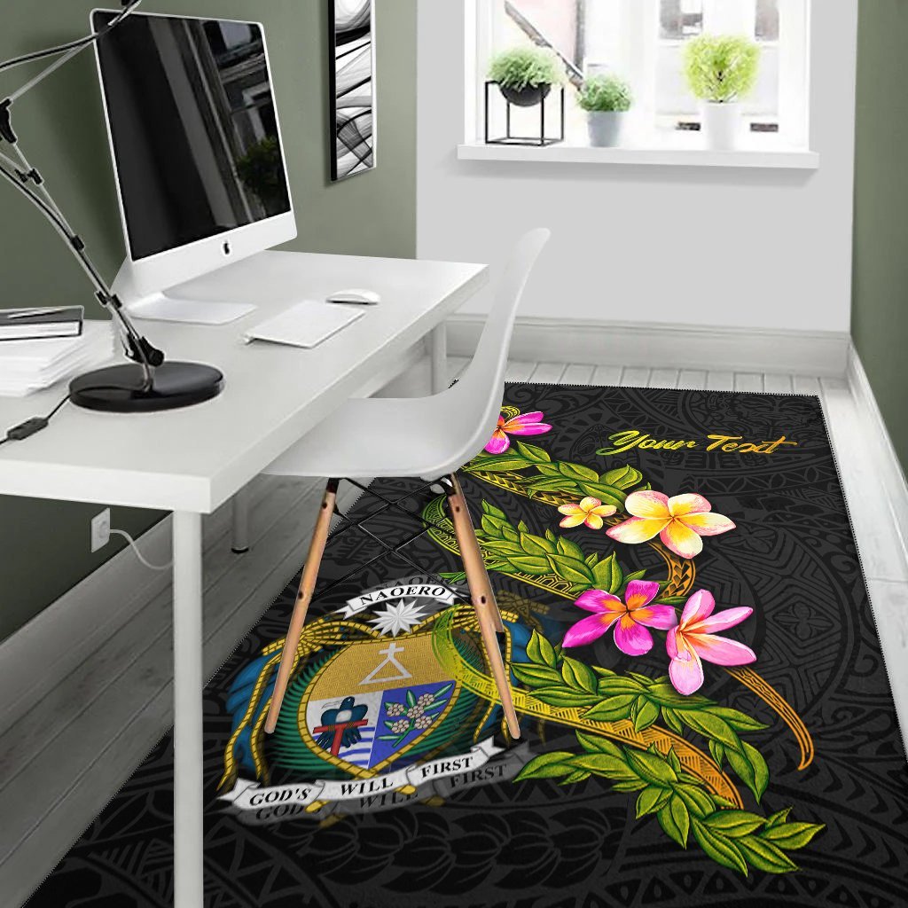 Nauru Polynesian Custom Personalised Area Rug - Plumeria Tribal - Vibe Hoodie Shop