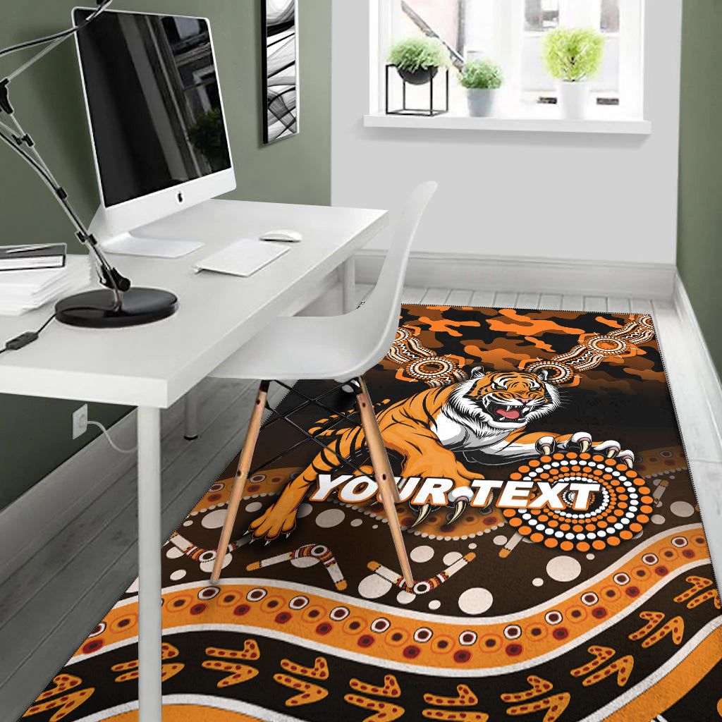 (Custom Personalised) Tigers Rugby ANZAC Day Camouflage Indigenous Art Area Rug - - Vibe Hoodie Shop