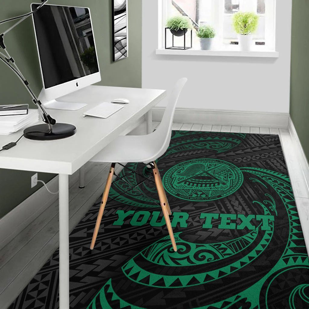 American Samoa Polynesian Custom Personalised Area Rug - Green Tribal Wave - Vibe Hoodie Shop