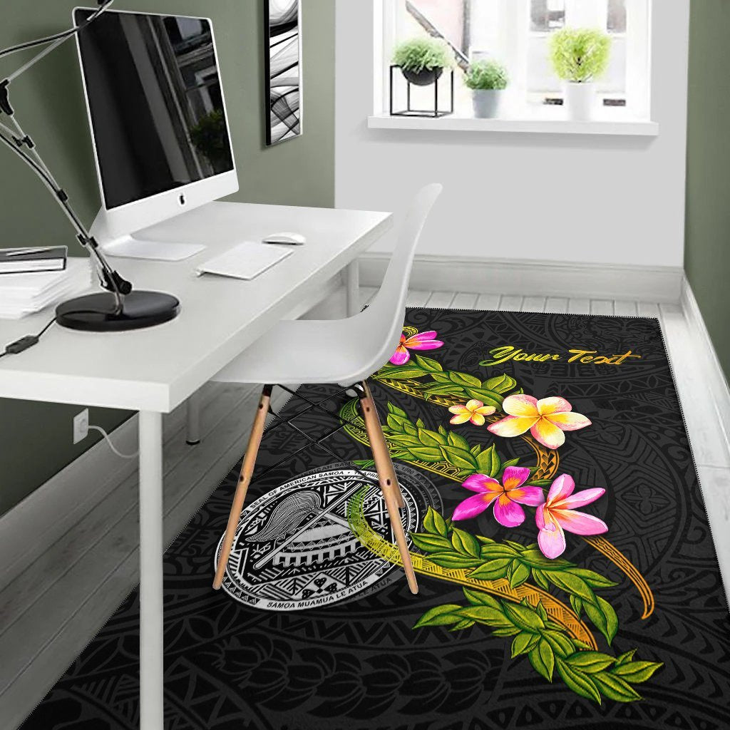 American Samoa Polynesian Custom Personalised Area Rug - Plumeria Tribal - Vibe Hoodie Shop