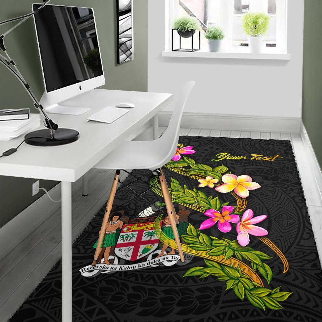 Fiji Polynesian Custom Personalised Area Rug - Plumeria Tribal - Vibe Hoodie Shop