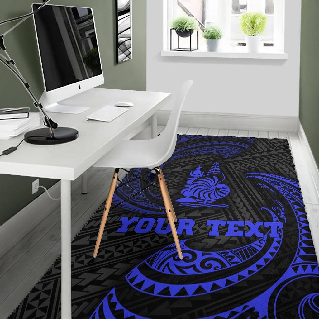 New Caledonia Polynesian Custom Personalised Area Rug - Blue Tribal Wave - Vibe Hoodie Shop