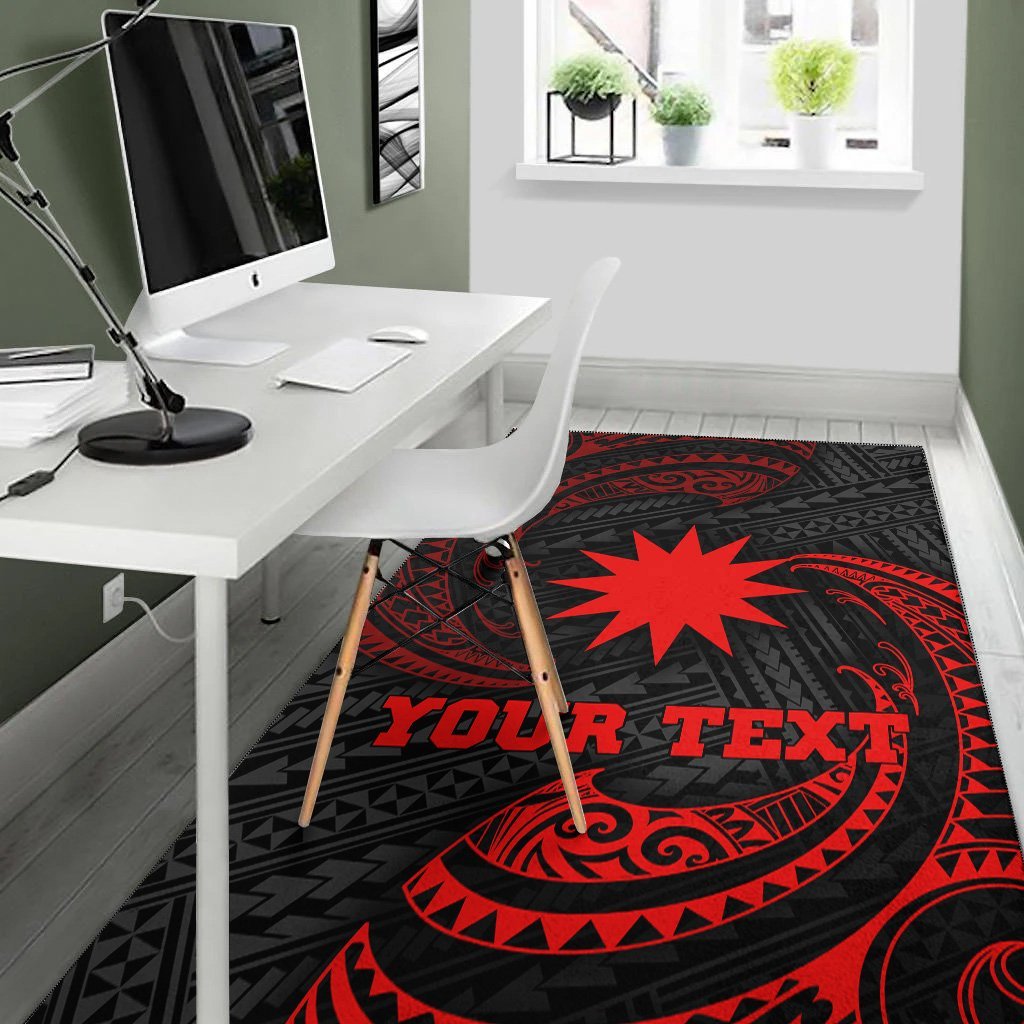 Nauru Polynesian Custom Personalised Area Rug - Red Tribal Wave - Vibe Hoodie Shop