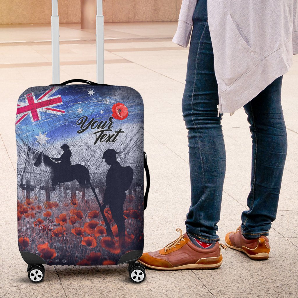 (Custom Text) ANZAC Day Luggage Covers - Lest We Forget Vintage Poppies - Vibe Hoodie Shop
