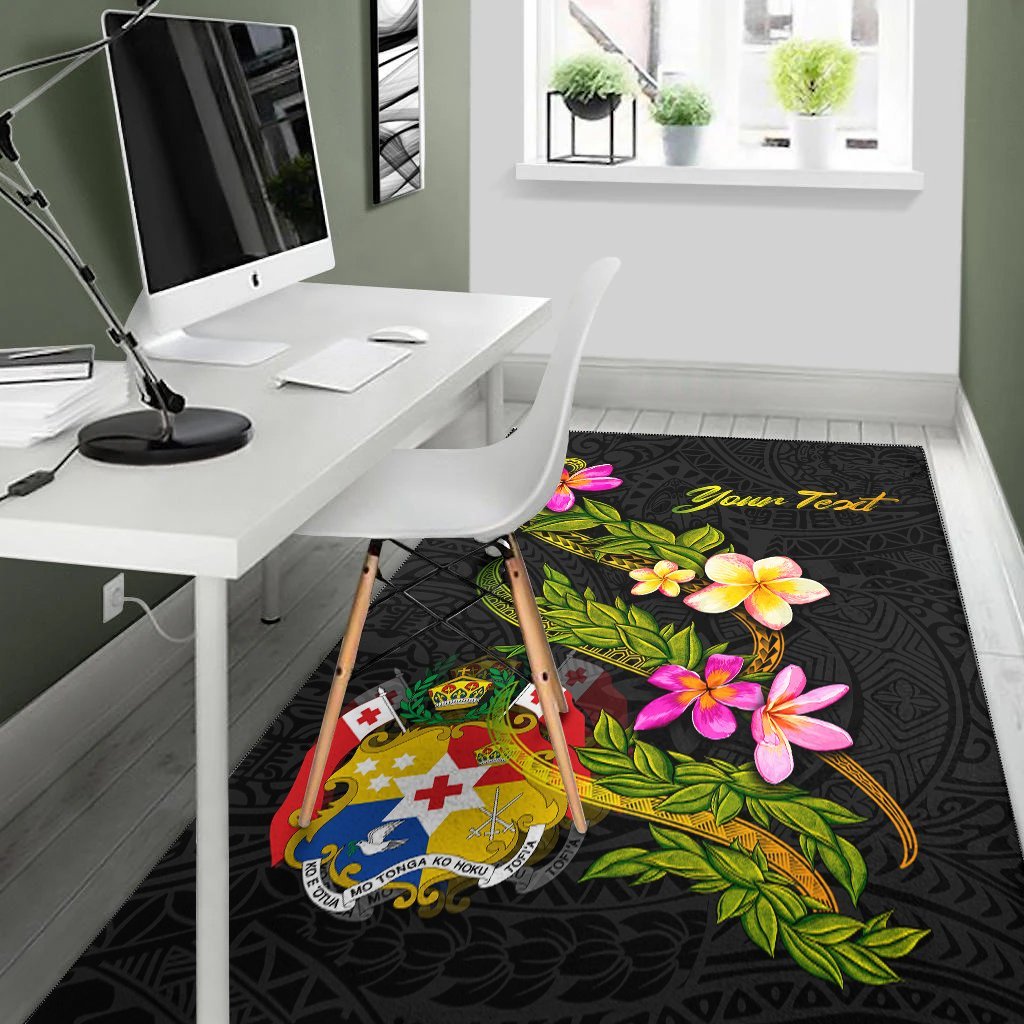 Tonga Polynesian Custom Personalised Area Rug - Plumeria Tribal - Vibe Hoodie Shop