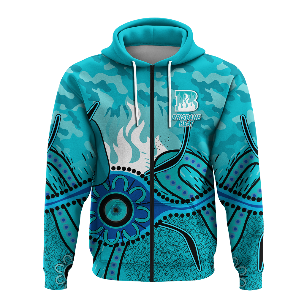 (Custom Personalised) Brisbane Heat Cricket ANZAC Day Aboriginal Hoodie - LT12 - Vibe Hoodie Shop