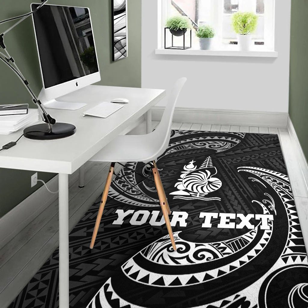 New Caledonia Polynesian Custom Personalised Area Rug - White Tribal Wave - Vibe Hoodie Shop