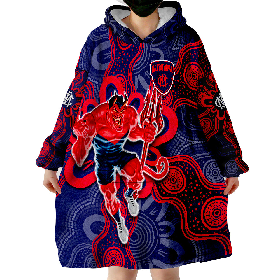 Demons Football 2022 Australian Aboriginal Dot Painting Wearable Blanket Hoodie - Vibe Hoodie Shop