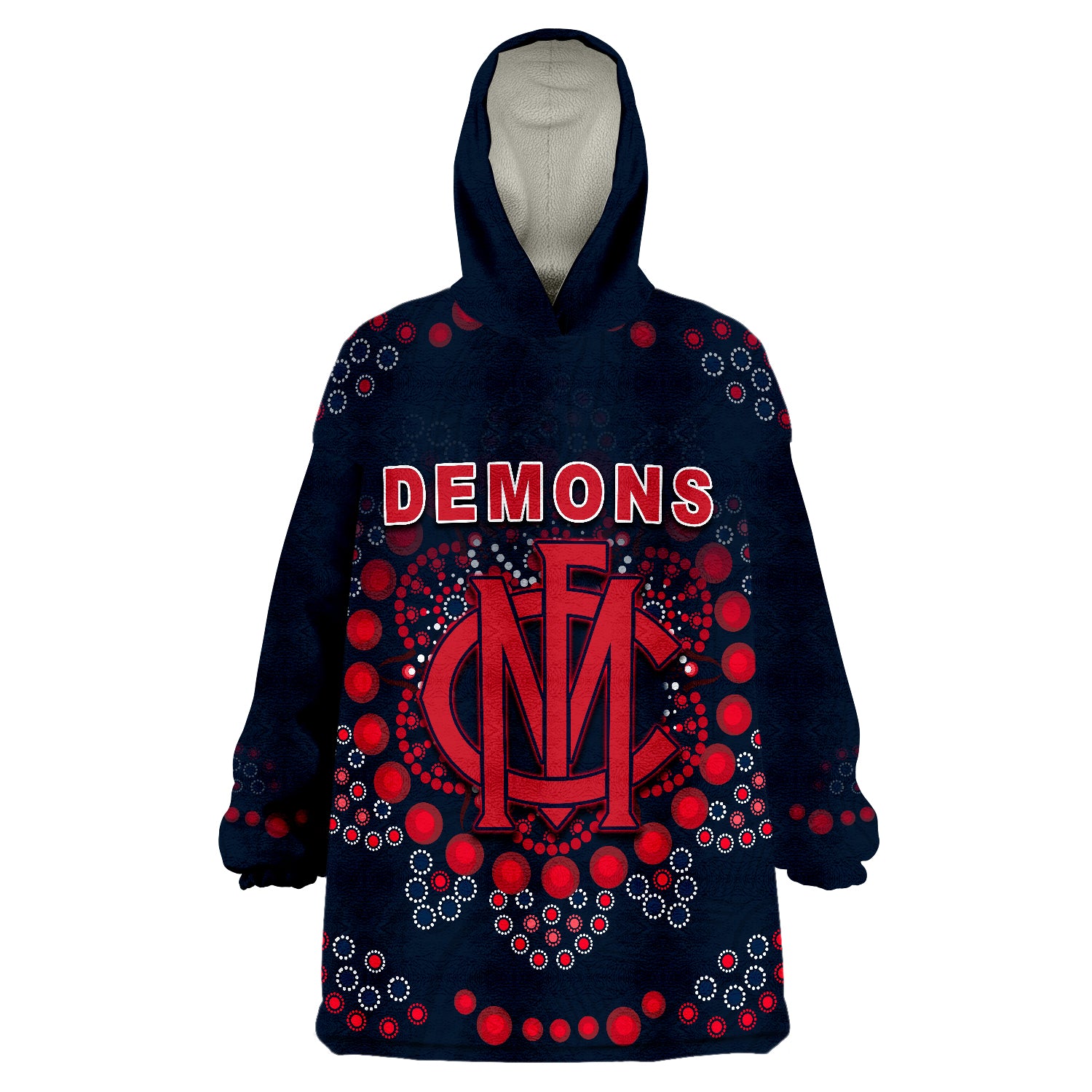 Demons Football Melbourne Indigenous Wearable Blanket Hoodie - Vibe Hoodie Shop