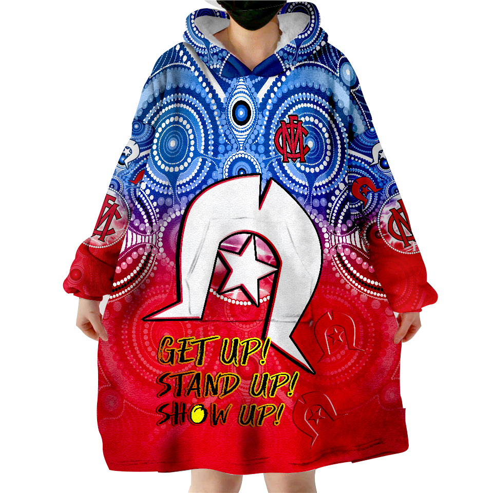 Demons Football NAIDOC Week Melbourne North Melbourne Aboriginal Dhari Wearable Blanket Hoodie - Vibe Hoodie Shop