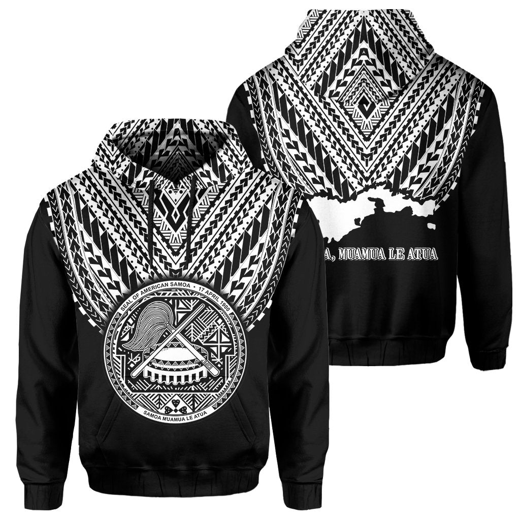 American Samoa Coat Of Arms Polynesian Hoodie - One Side Style Black - - Vibe Hoodie Shop