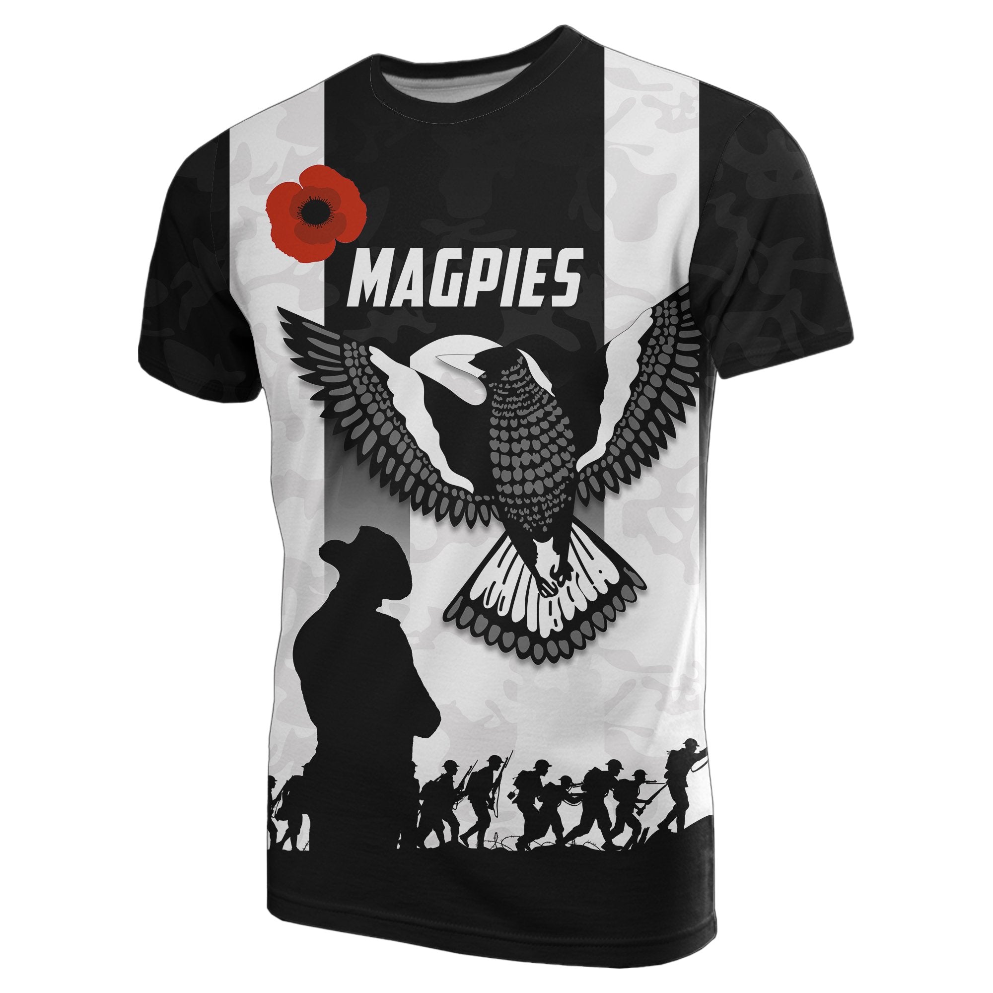 Magpies ANZAC Day T shirt - Vibe Hoodie Shop