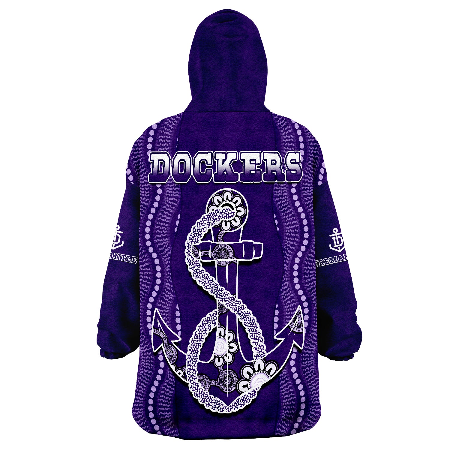 Dockers Football Fremantle Anchor Mix Aboriginal Pattern Dynamic Style Wearable Blanket Hoodie - Vibe Hoodie Shop