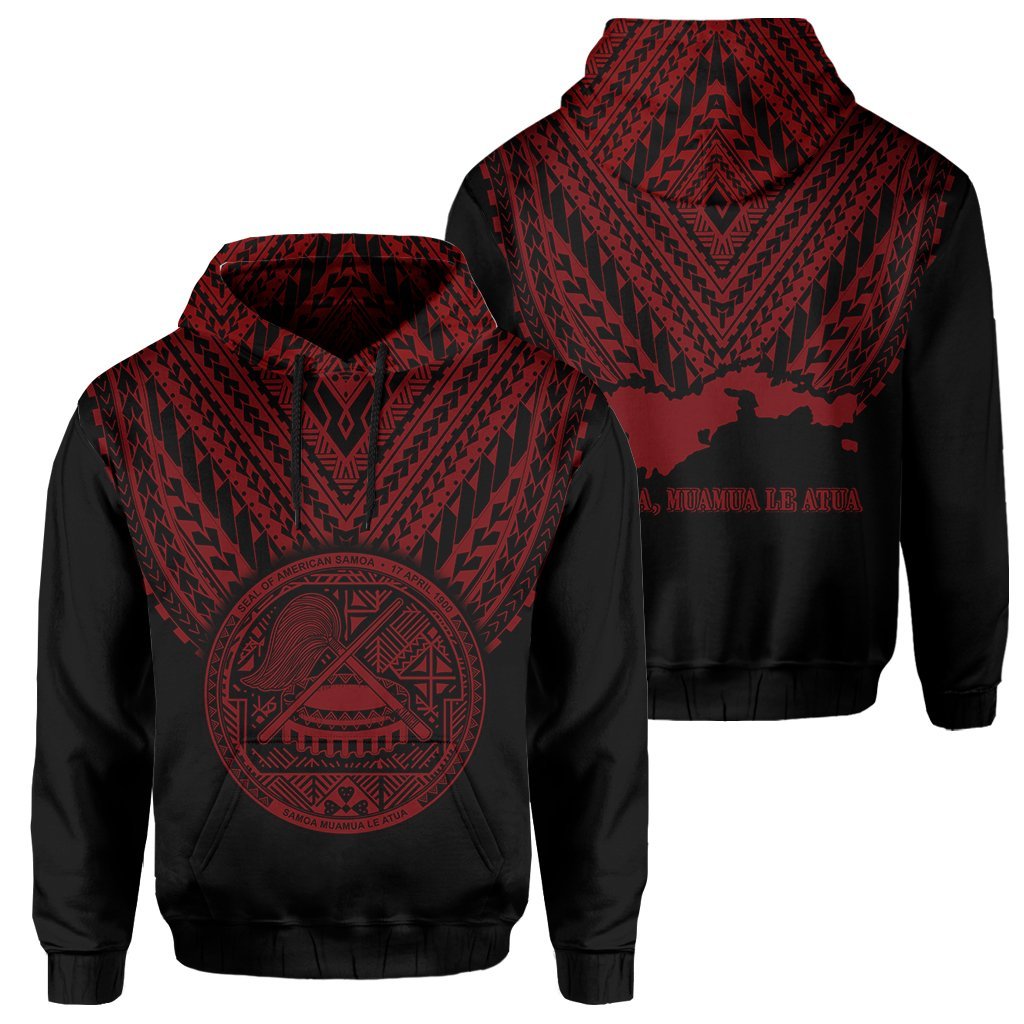 American Samoa Coat Of Arms Polynesian Hoodie - One Side Style Red - Vibe Hoodie Shop