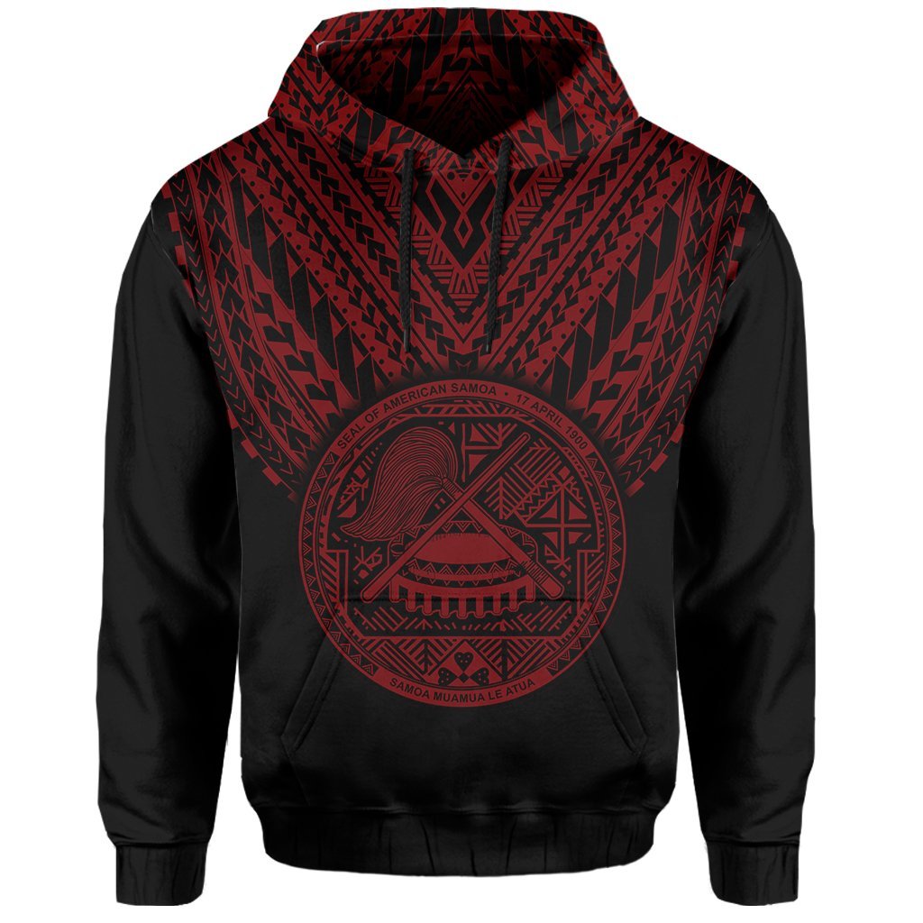 American Samoa Coat Of Arms Polynesian Hoodie - One Side Style Red - Vibe Hoodie Shop