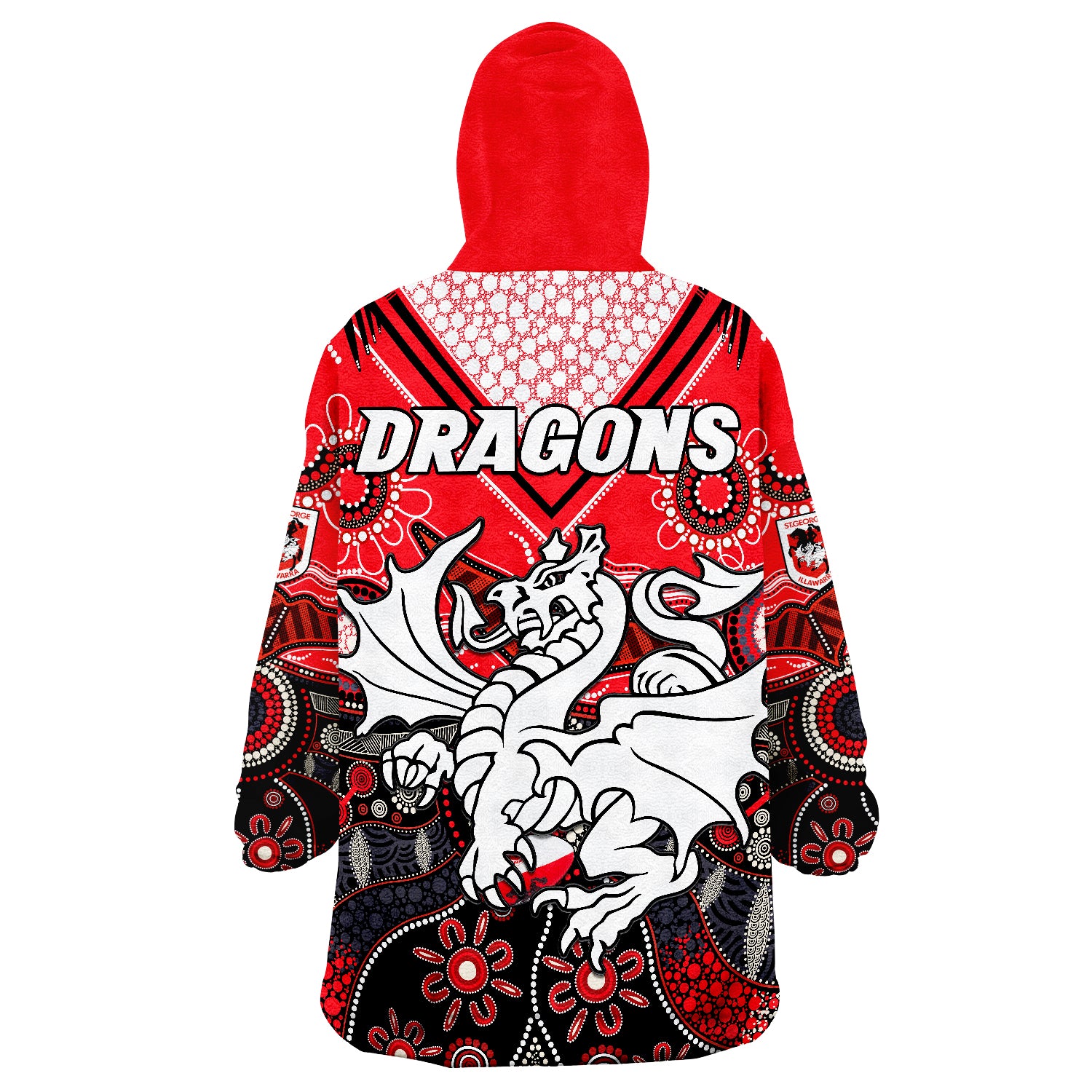 Dragons Rugby Indigenous Pattern Artsy Version Wearable Blanket Hoodie - Vibe Hoodie Shop
