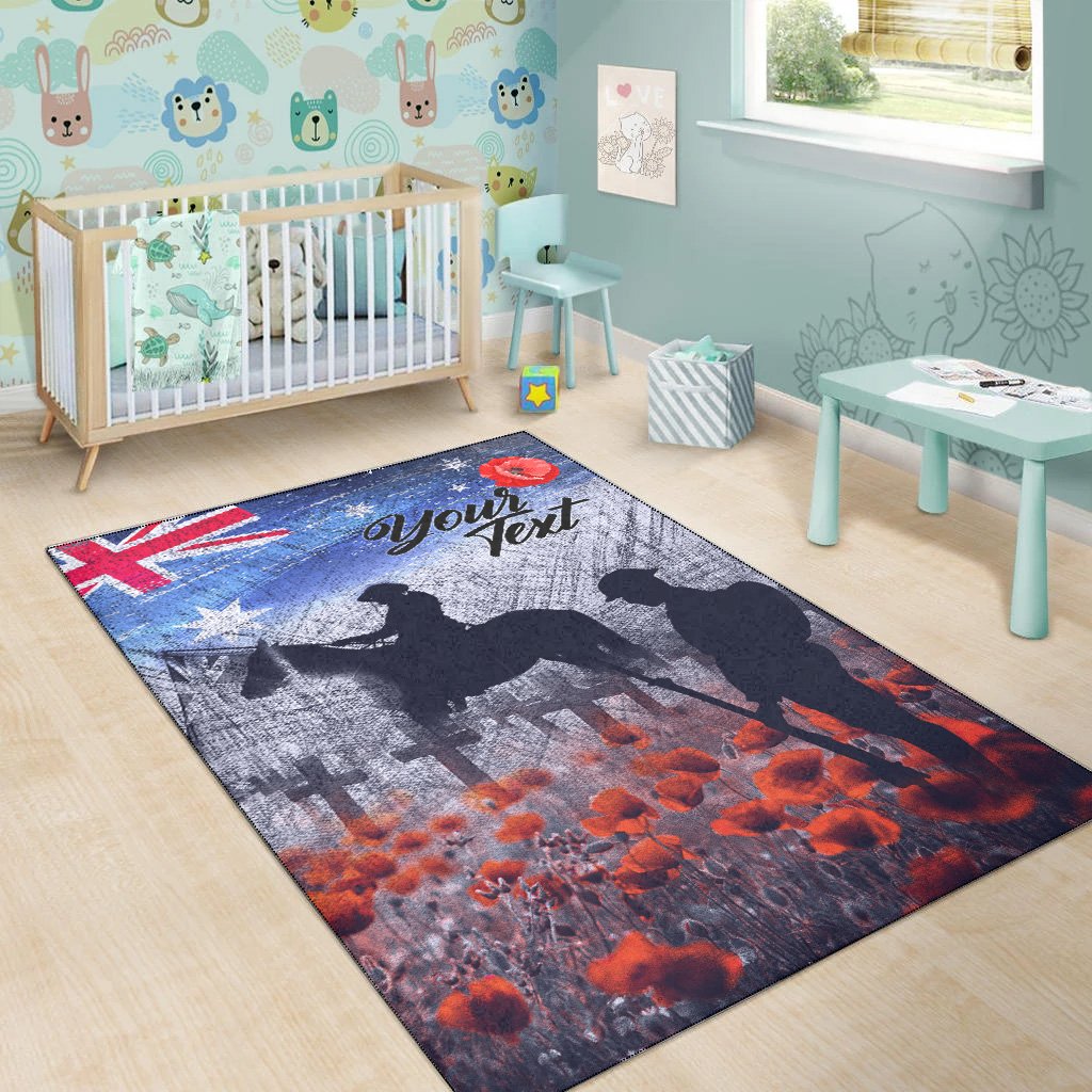 (Custom) ANZAC Day Area Rug - Lest We Forget Vintage Poppies - Vibe Hoodie Shop