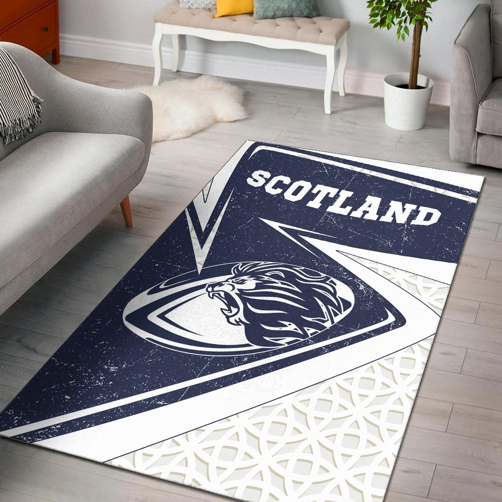 Scotland Rugby Area Rug - Celtic Scottish Rugby Ball Lion Ver - Vibe Hoodie Shop