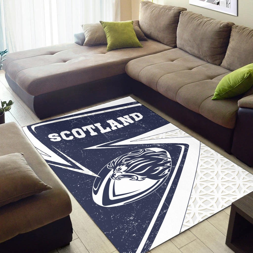 Scotland Rugby Area Rug - Celtic Scottish Rugby Ball Lion Ver - Vibe Hoodie Shop