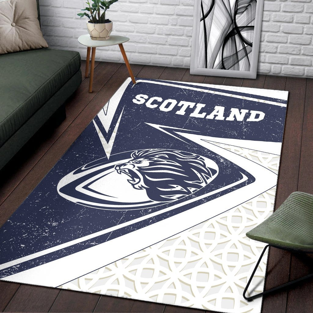 Scotland Rugby Area Rug - Celtic Scottish Rugby Ball Lion Ver - Vibe Hoodie Shop