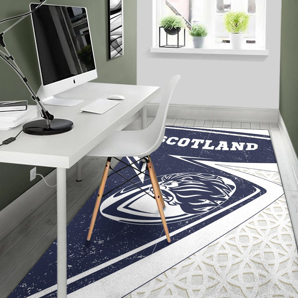 Scotland Rugby Area Rug - Celtic Scottish Rugby Ball Lion Ver - Vibe Hoodie Shop