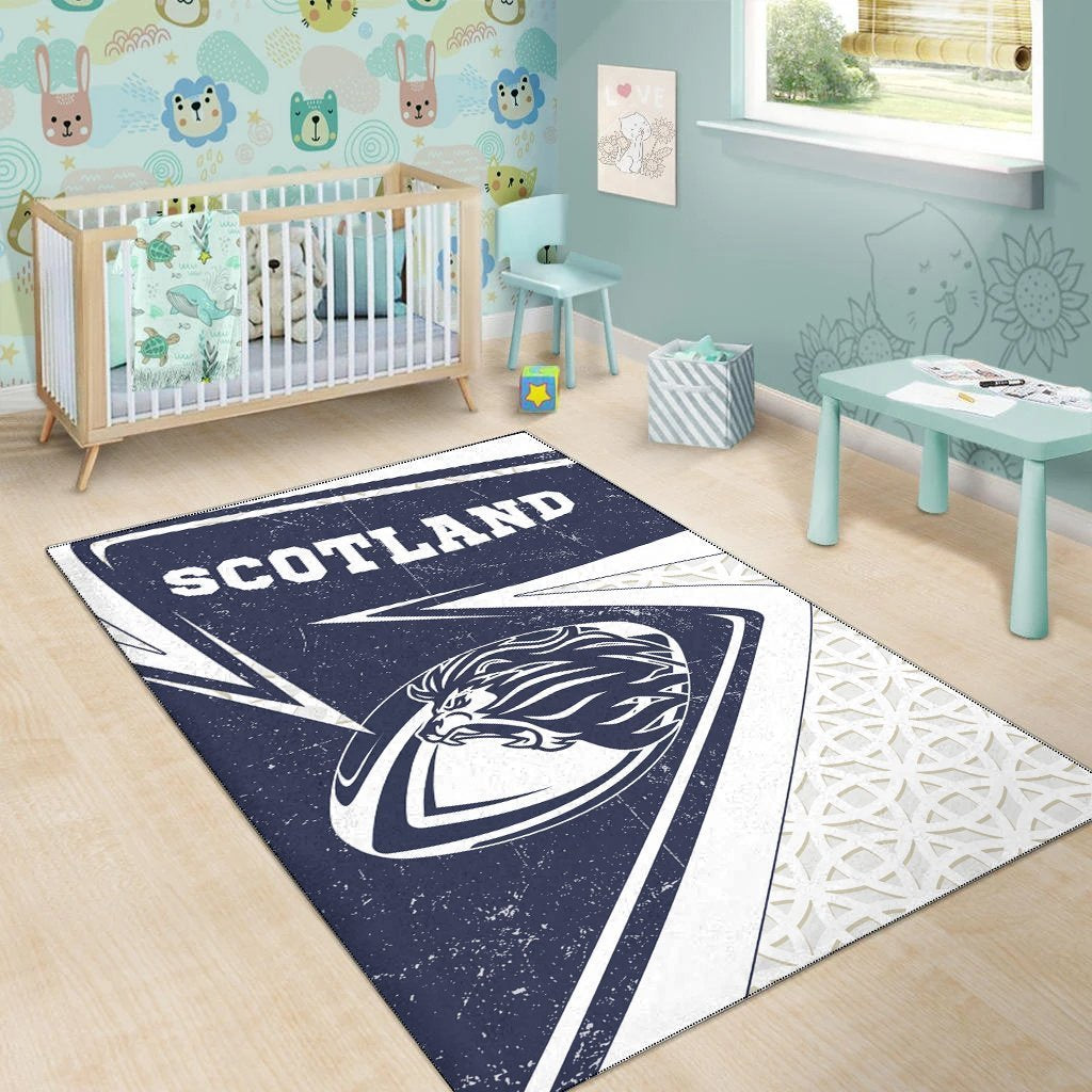 Scotland Rugby Area Rug - Celtic Scottish Rugby Ball Lion Ver - Vibe Hoodie Shop