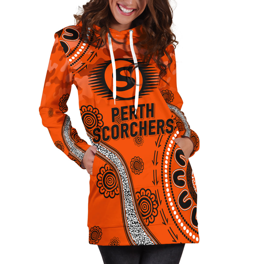 (Custom Personalised) Perth Scorchers ANZAC Day Aboriginal Hoodie Dress - - Vibe Hoodie Shop