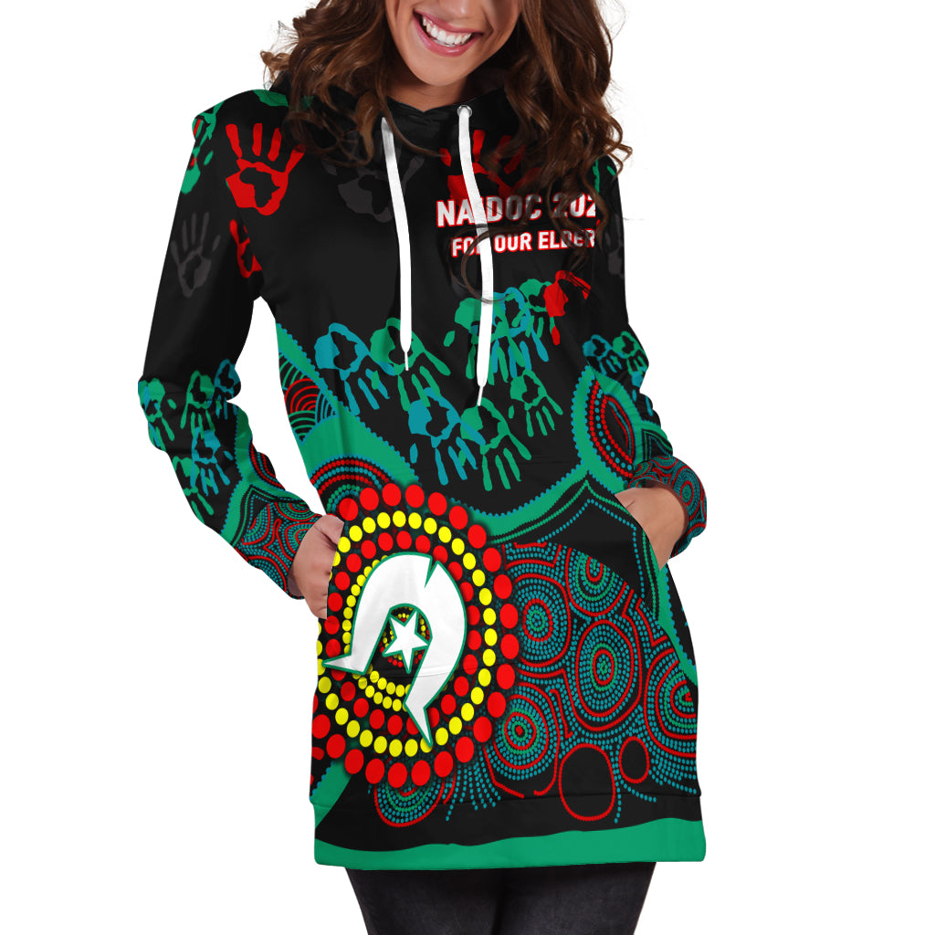 (Custom Personalised) NAIDOC Week 2023 Aboriginal Art For Our Elders Hoodie Dress - - Vibe Hoodie Shop