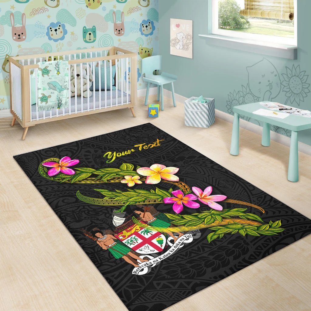 Fiji Polynesian Custom Personalised Area Rug - Plumeria Tribal - Vibe Hoodie Shop