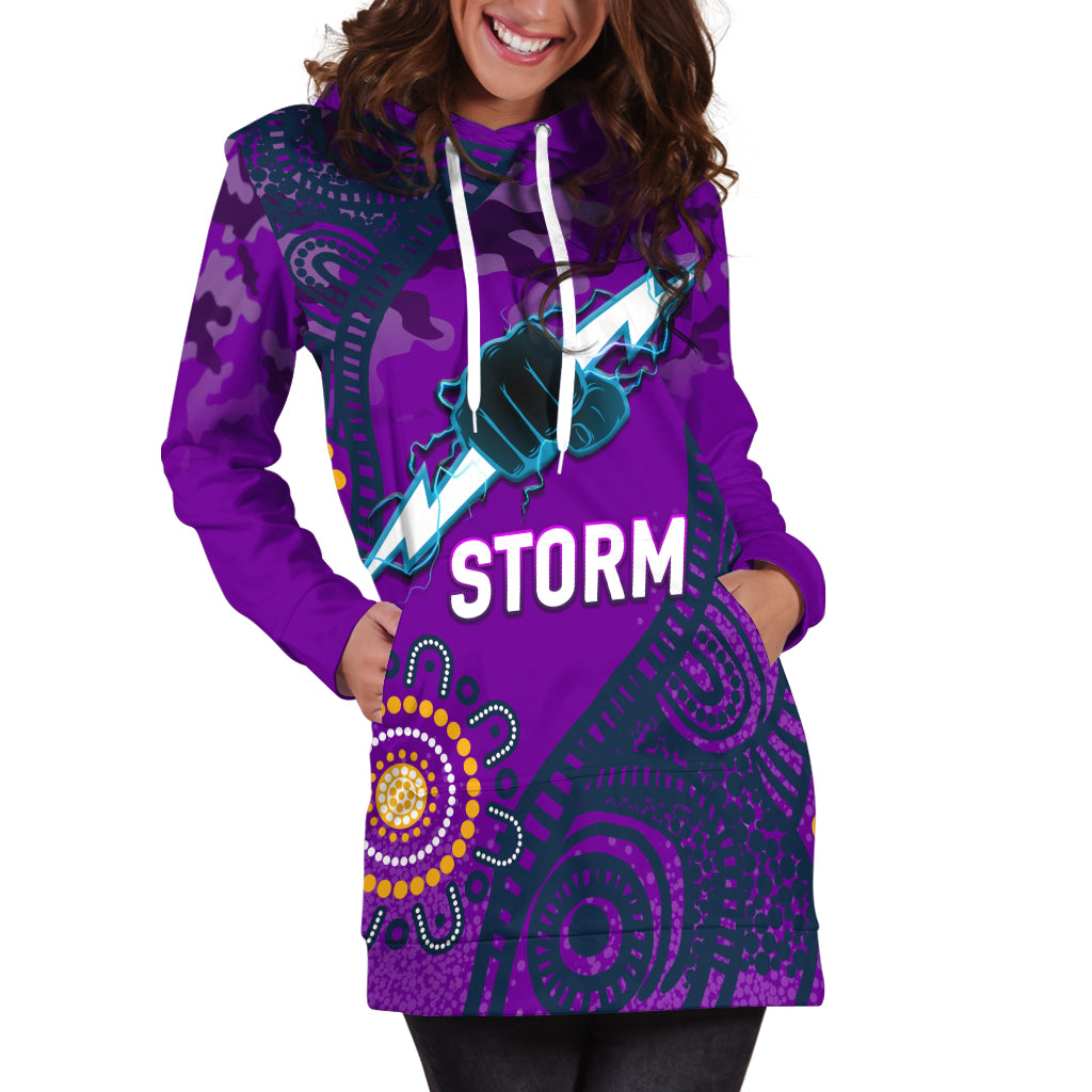 (Custom Personalised) Storm Rugby ANZAC Day Camouflage Indigenous Art Hoodie Dress - - Vibe Hoodie Shop