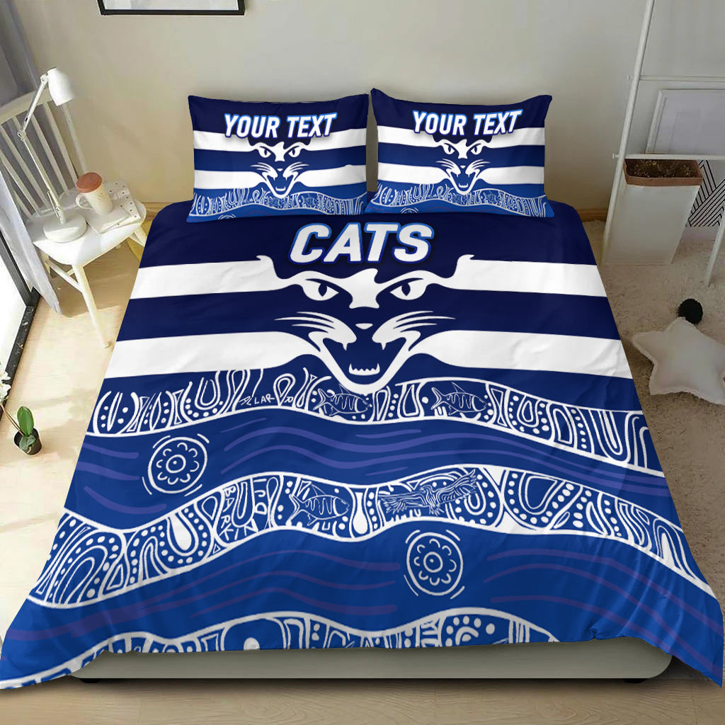 (Custom Personalised) Cats Aboriginal Art Football Geelong Bedding Set - - Vibe Hoodie Shop