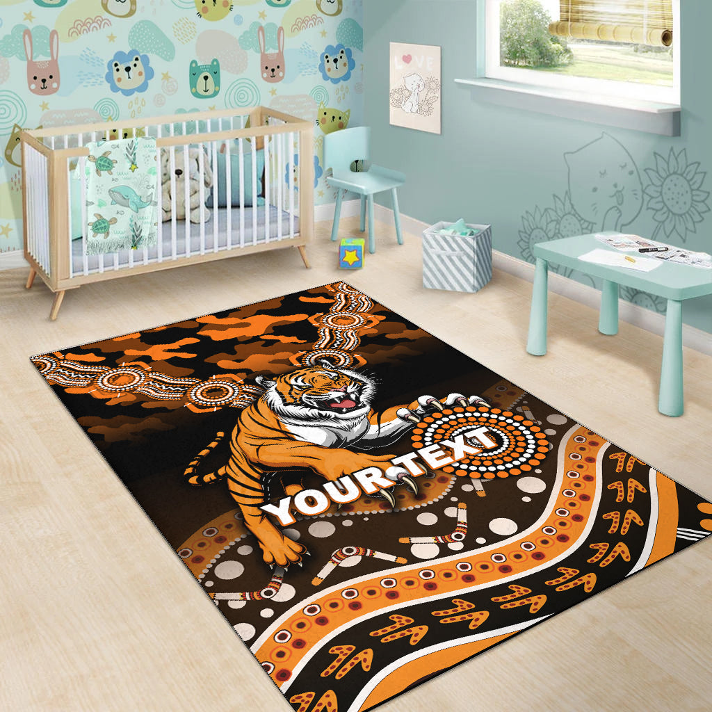 (Custom Personalised) Tigers Rugby ANZAC Day Camouflage Indigenous Art Area Rug - - Vibe Hoodie Shop