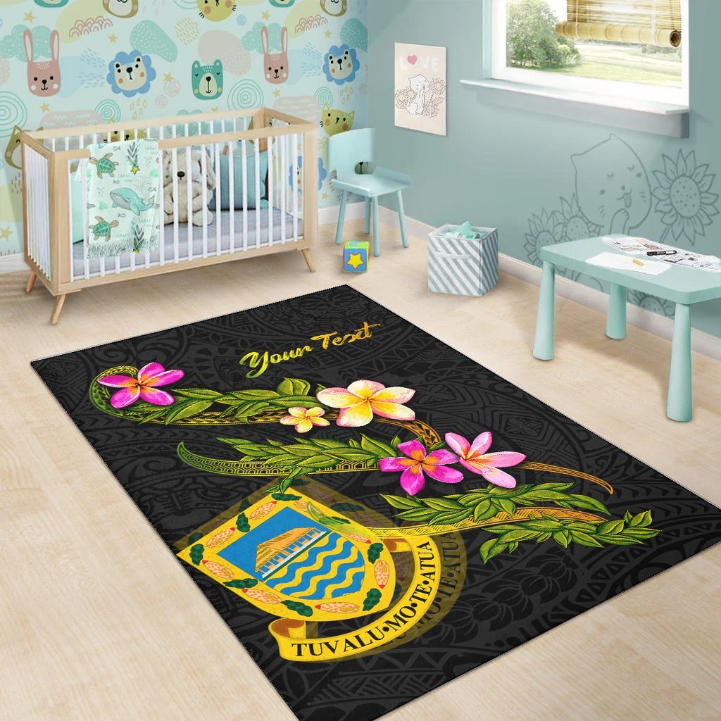 Tuvalu Polynesian Custom Personalised Area Rug - Plumeria Tribal - Vibe Hoodie Shop
