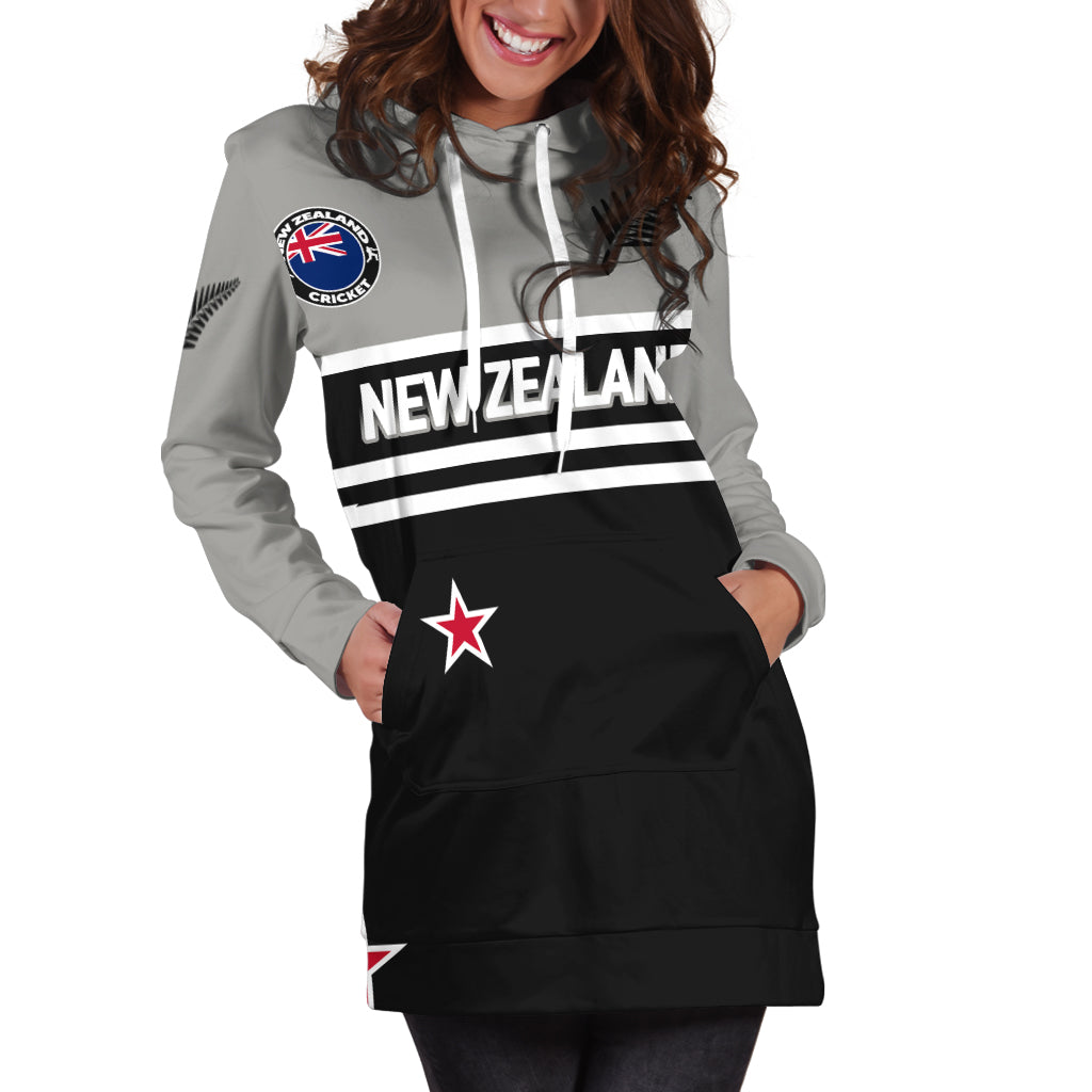 (Custom Personalised) New Zealand Cricket Black Caps Hoodie Dress - - Vibe Hoodie Shop