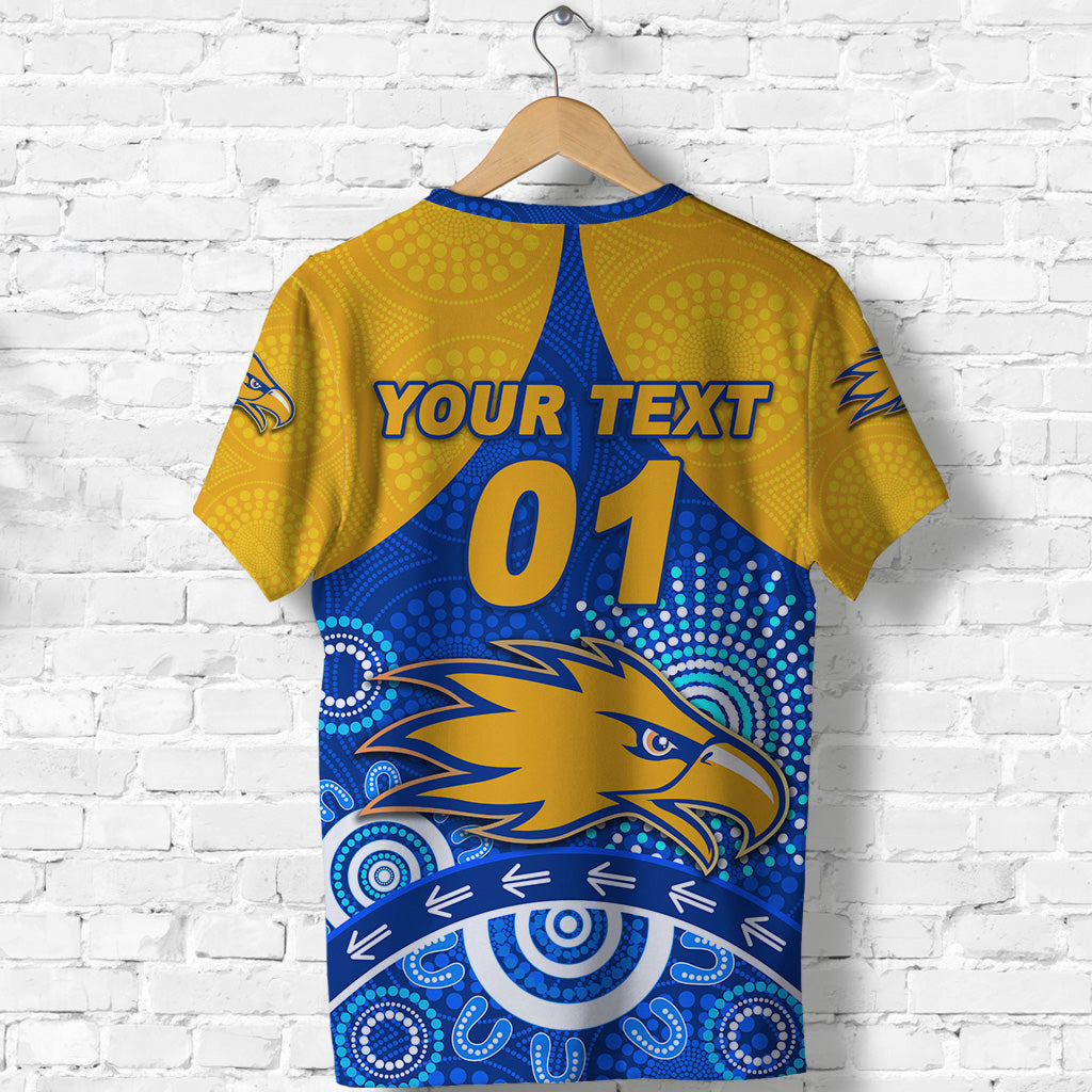 (Custom Personalised) West Coast Eagles T shirt Indigenous Version - Blue, Custom Text And Number - Vibe Hoodie Shop