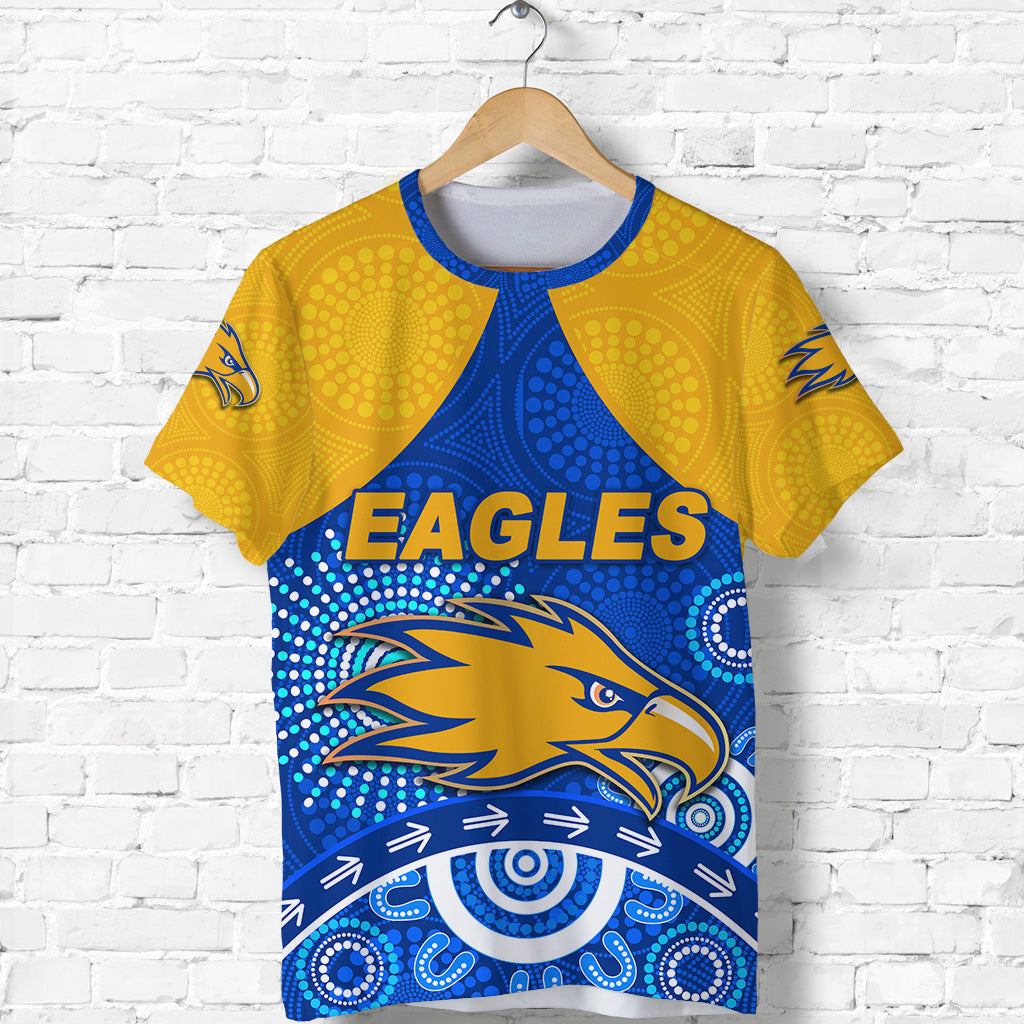 (Custom Personalised) West Coast Eagles T shirt Indigenous Version - Blue, Custom Text And Number - Vibe Hoodie Shop