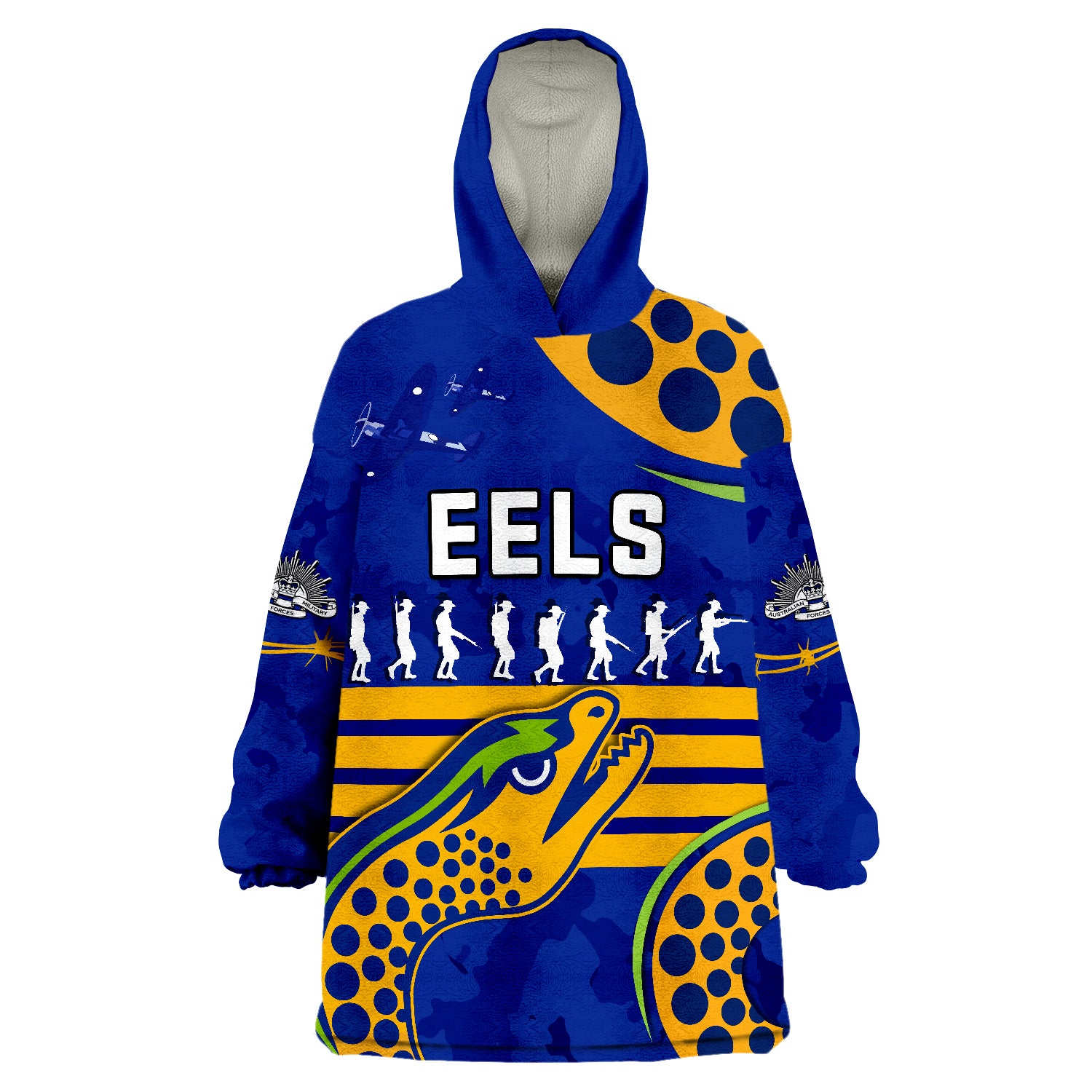 Eels ANZAC 2022 Lest We Forget Wearable Blanket Hoodie - Vibe Hoodie Shop