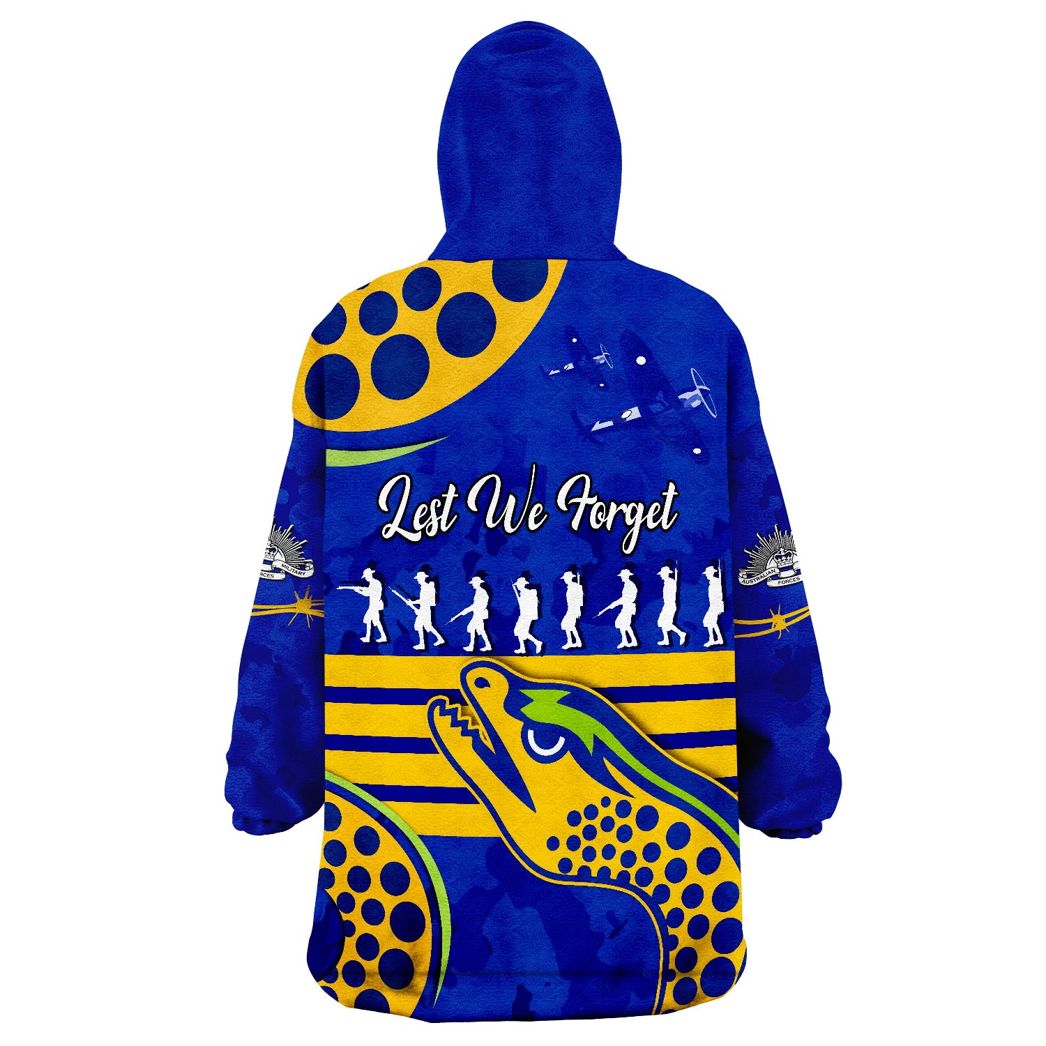 Eels ANZAC 2022 Lest We Forget Wearable Blanket Hoodie - Vibe Hoodie Shop