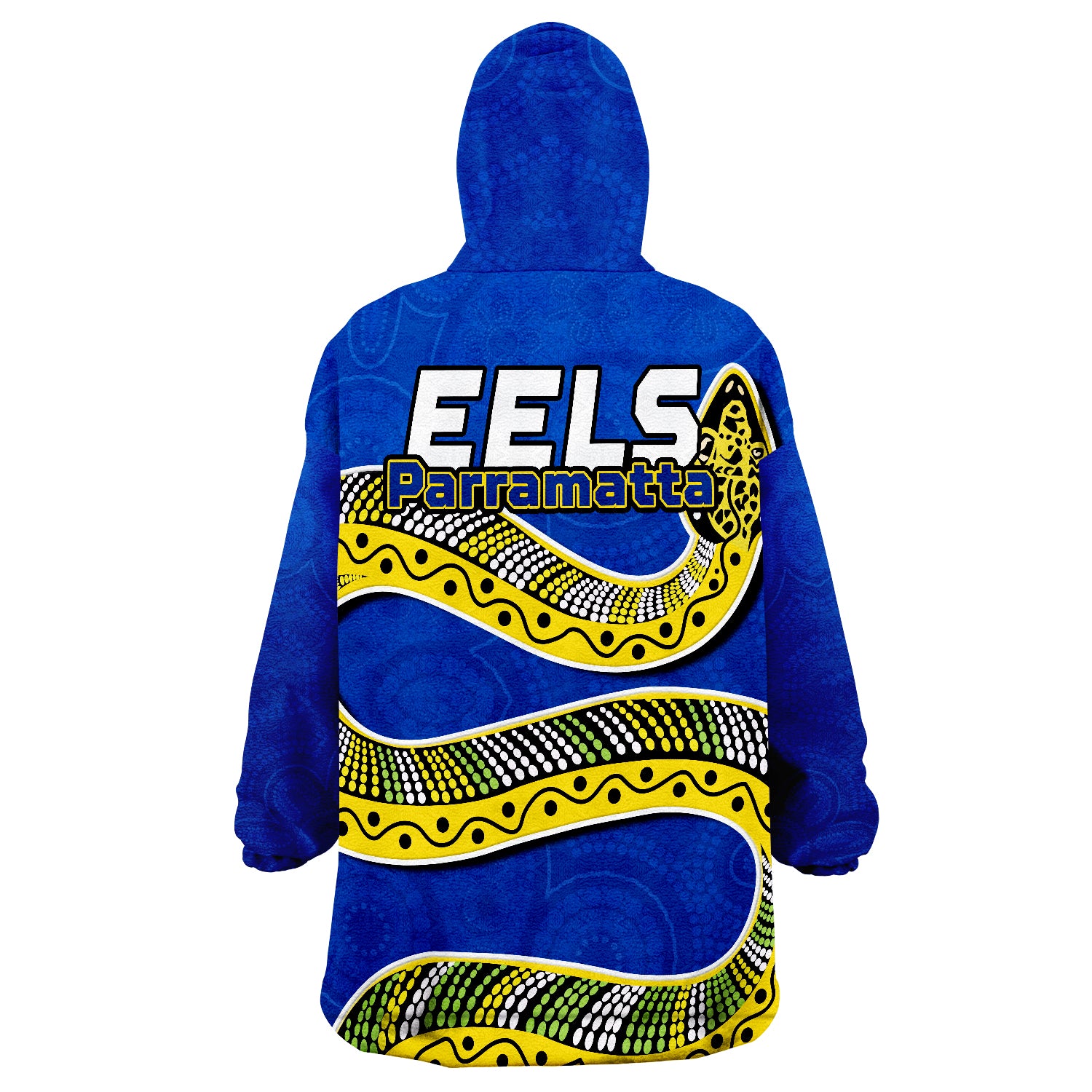 Eels Rugby Aboriginal Art Simple Style Wearable Blanket Hoodie - Vibe Hoodie Shop