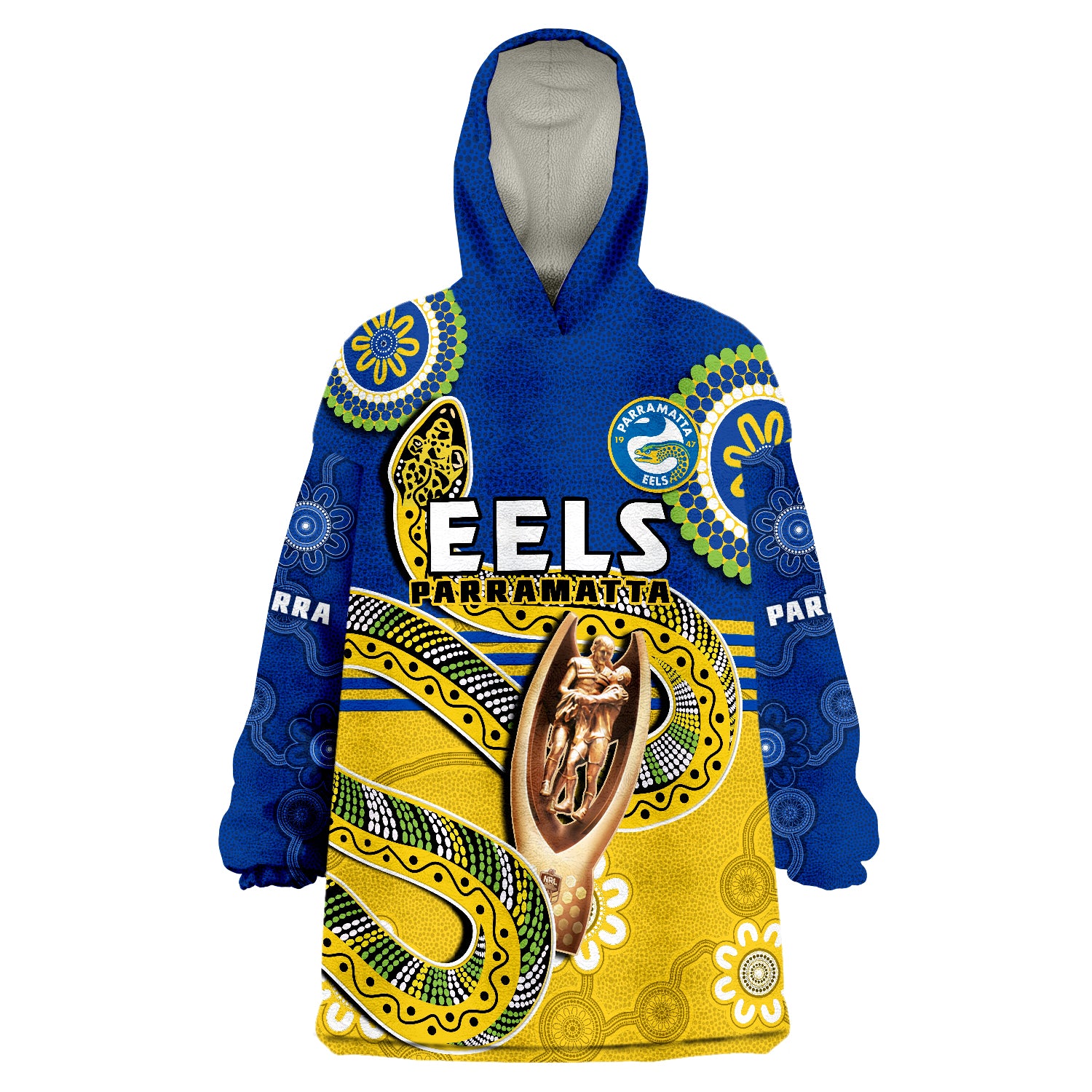 Eels Rugby Parra 2022 Indigenous Proud Premiers Wearable Blanket Hoodie - Vibe Hoodie Shop