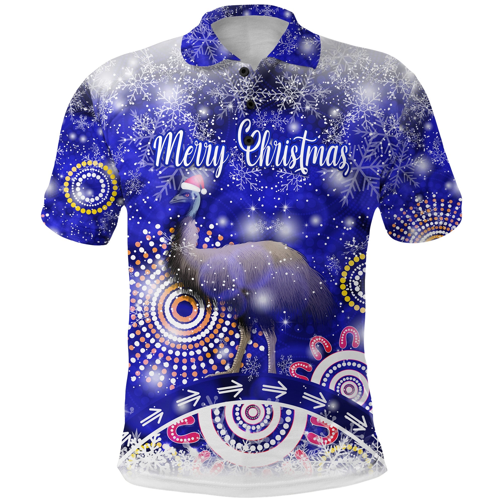 Australia Emu Christmas Polo Shirt Original Style - Blue - Vibe Hoodie Shop