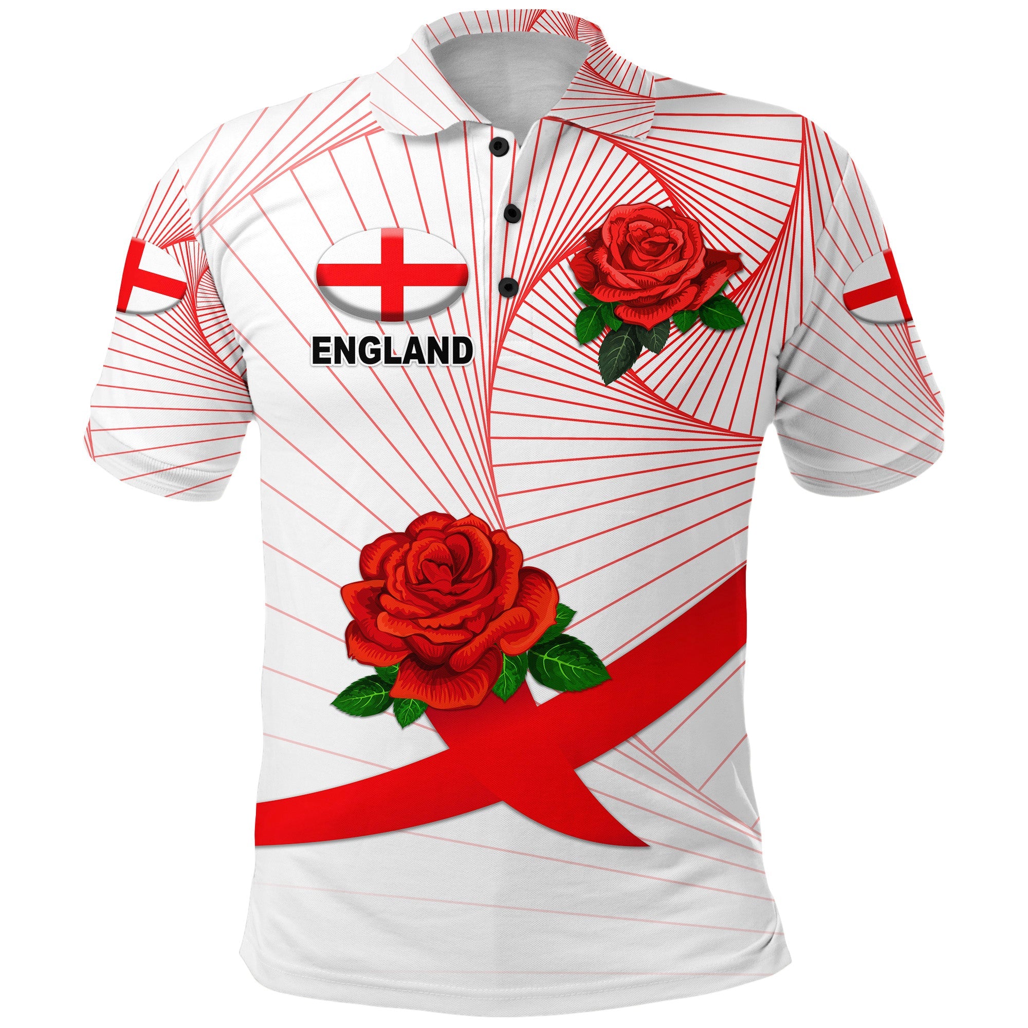 England Rugby Polo Shirt Rose Simple Style - White - Vibe Hoodie Shop