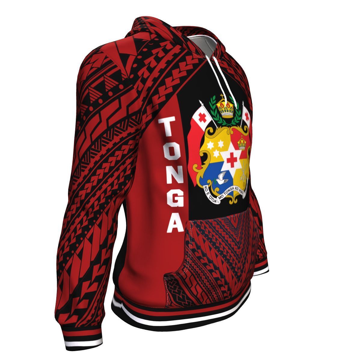 Coat Of Arms Tonga All Over Hoodie Red - Vibe Hoodie Shop