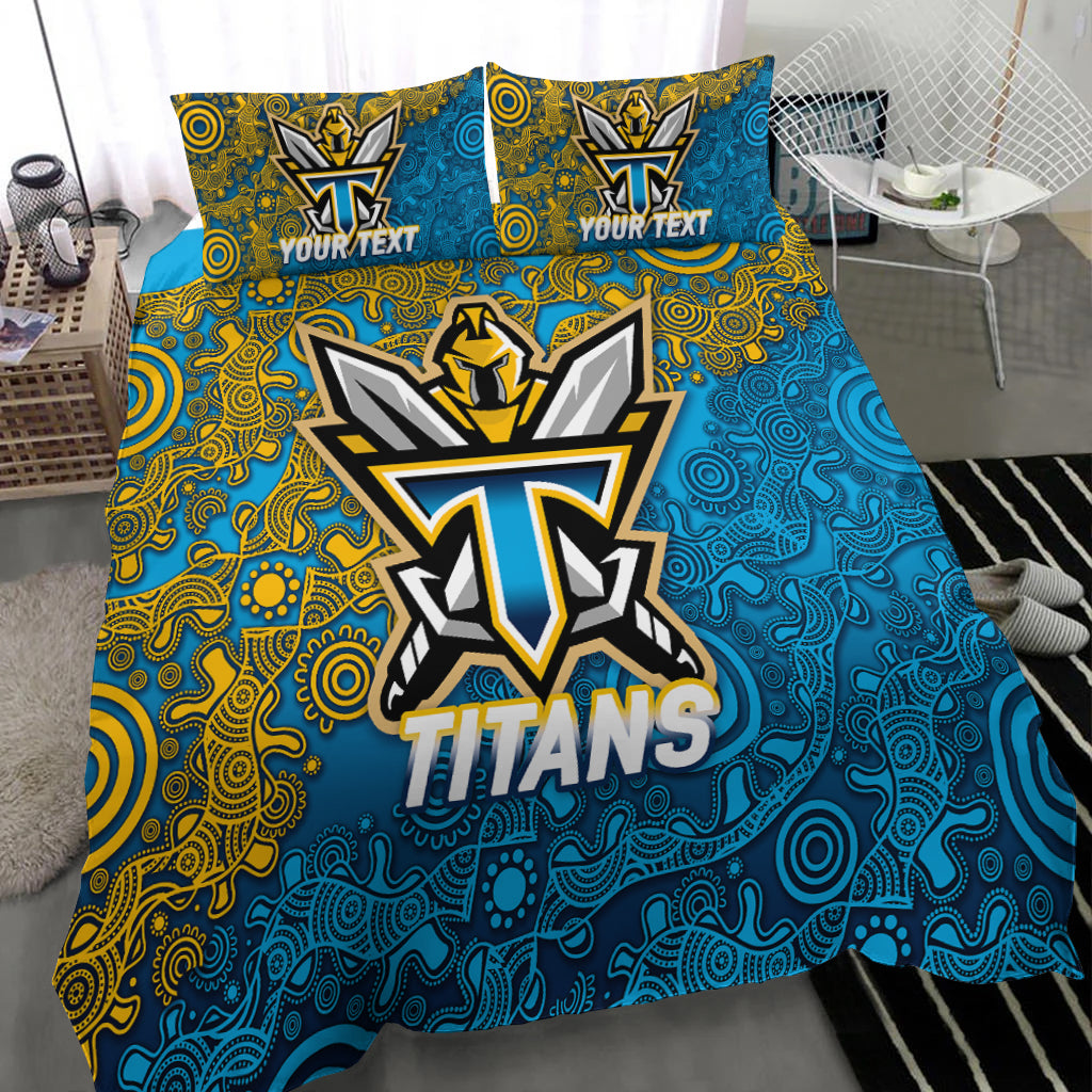 (Custom Personalised) Titans Rugby 2022 Aboriginal Art Bedding Set - - Vibe Hoodie Shop