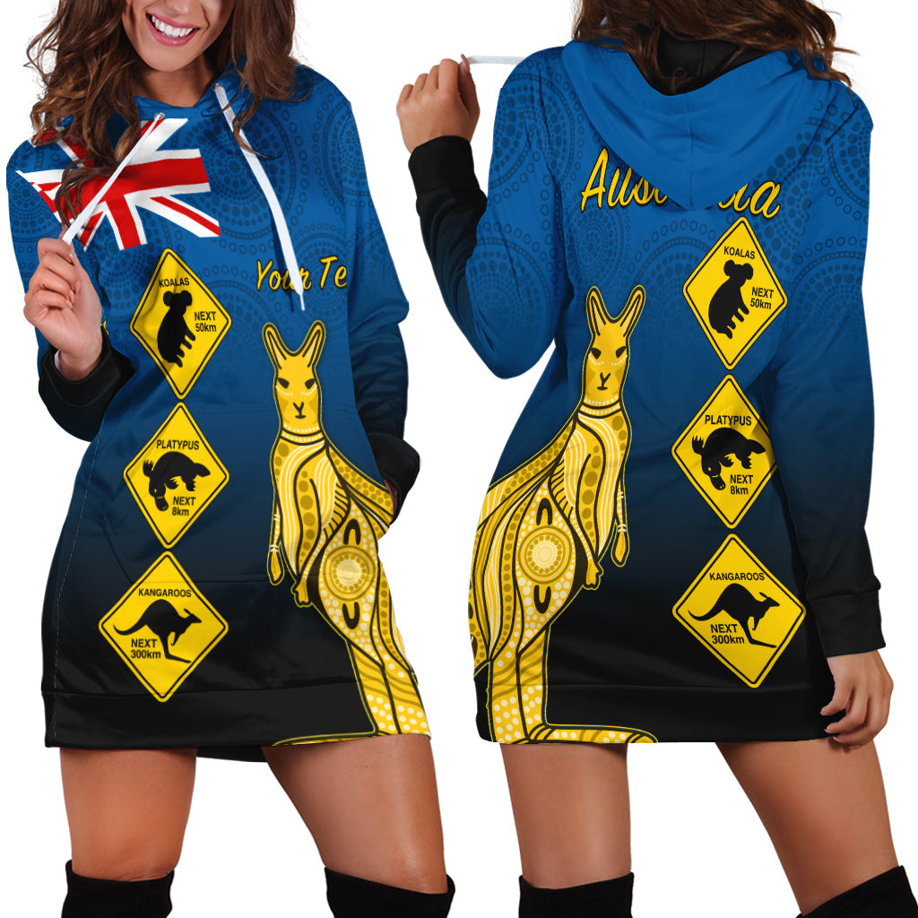 (Custom Personalised) Australia Kangaroo Hoodie Dress Road Signs Aussie Aboriginal - Vibe Hoodie Shop