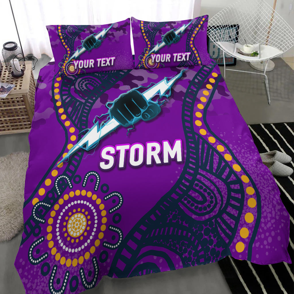 (Custom Personalised) Storm Rugby ANZAC Day Camouflage Indigenous Art Bedding Set - - Vibe Hoodie Shop