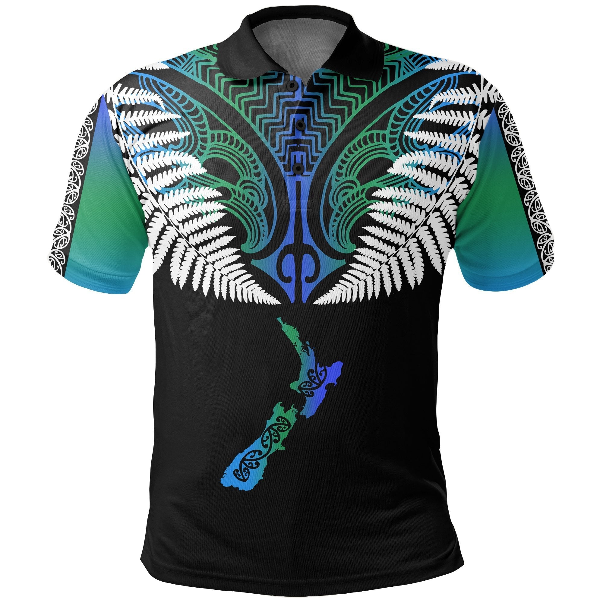 New Zealand Maori Polo Shirt, Silver Fern Poutama Golf Shirts - Vibe Hoodie Shop