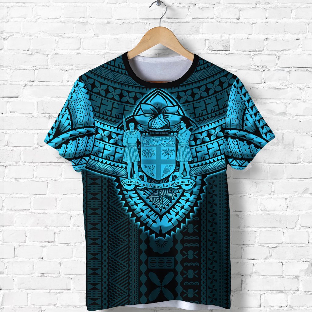 Fijian Tribal Tapa T shirt - Blue - Vibe Hoodie Shop